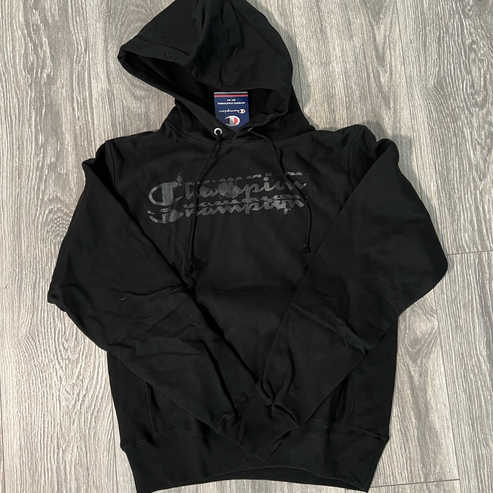 New champion reverse weave black hoodie S